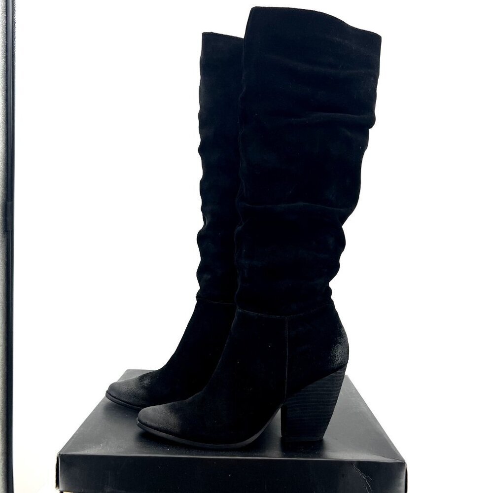 New Charles David Nexus Black Suede Pointed Toe Knee High Boots Womens 8.5 M